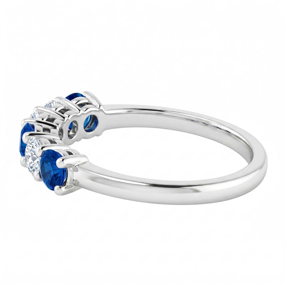 Runder Aus der Erde Abgebauter Natürlicher Diamant-blauer Saphir-Stein-Ring 2 Karat Weißgold 14K