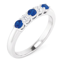 Runder Aus der Erde Abgebauter Natürlicher Diamant-blauer Saphir-Stein-Ring 2 Karat Weißgold 14K