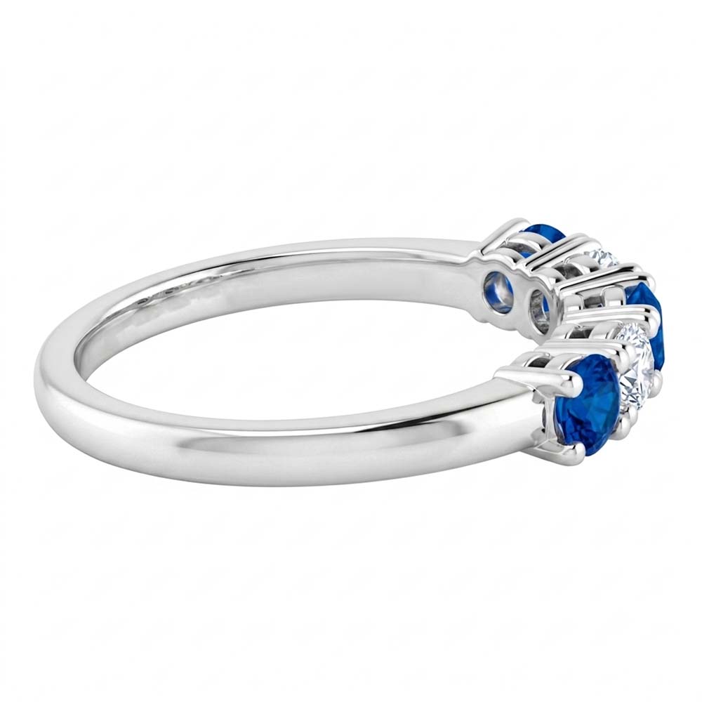 Runder Aus der Erde Abgebauter Natürlicher Diamant-blauer Saphir-Stein-Ring 2 Karat Weißgold 14K