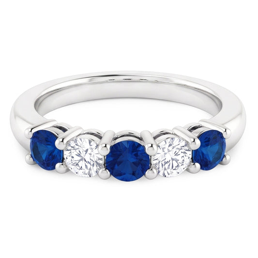 Runder Aus der Erde Abgebauter Natürlicher Diamant-blauer Saphir-Stein-Ring 2 Karat Weißgold 14K
