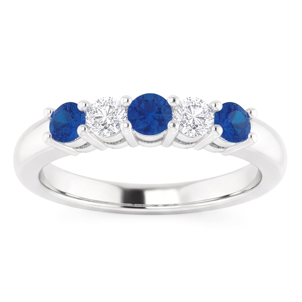 Runder Aus der Erde Abgebauter Natürlicher Diamant-blauer Saphir-Stein-Ring 2 Karat Weißgold 14K