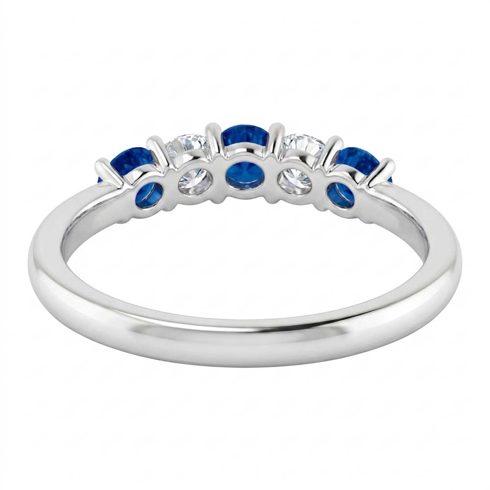 Runder Aus der Erde Abgebauter Natürlicher Diamant-blauer Saphir-Stein-Ring 2 Karat Weißgold 14K