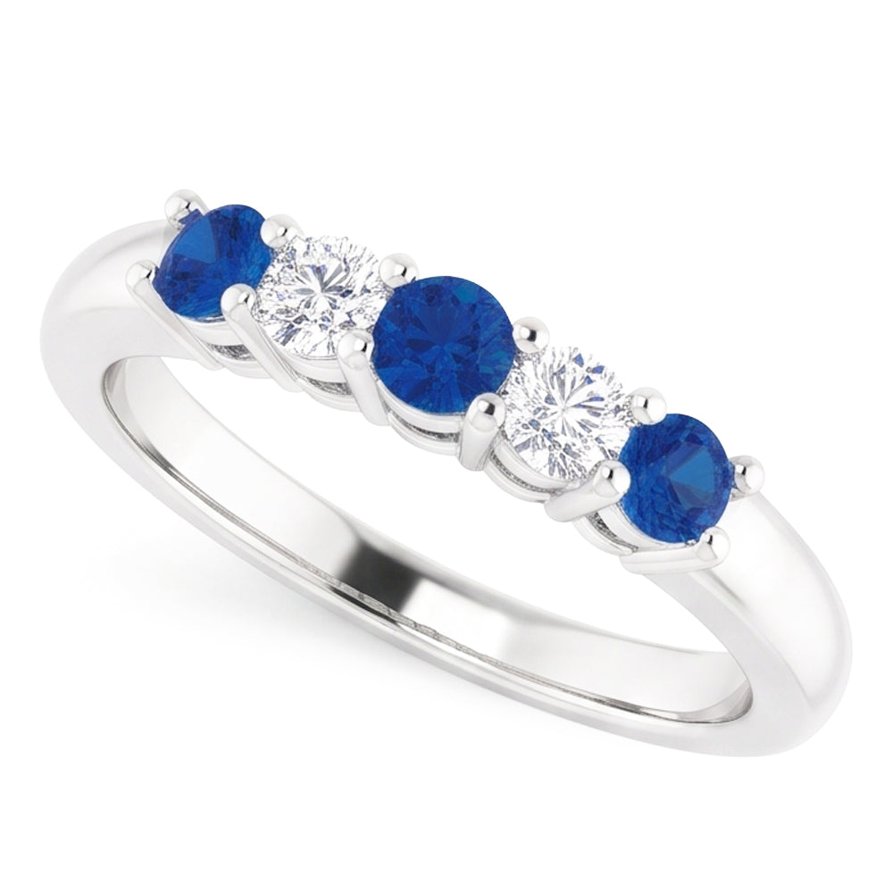 Runder Aus der Erde Abgebauter Natürlicher Diamant-blauer Saphir-Stein-Ring 2 Karat Weißgold 14K
