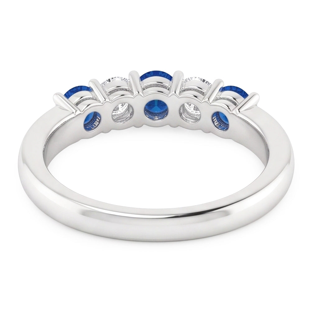 Runder Aus der Erde Abgebauter Natürlicher Diamant-blauer Saphir-Stein-Ring 2 Karat Weißgold 14K