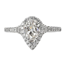 Runder & Birnen-Alter Minenschliff-Echt Aus der Erde Abgebauter Natürlicher Diamant-Halo-Jubiläumsring 5 Karat