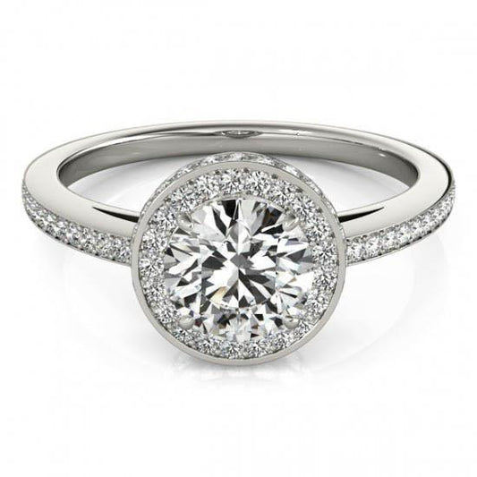 Runder Brillant-Echt Diamant-Halo-Verlobungsring 2,60 Karat Weißgold 14K