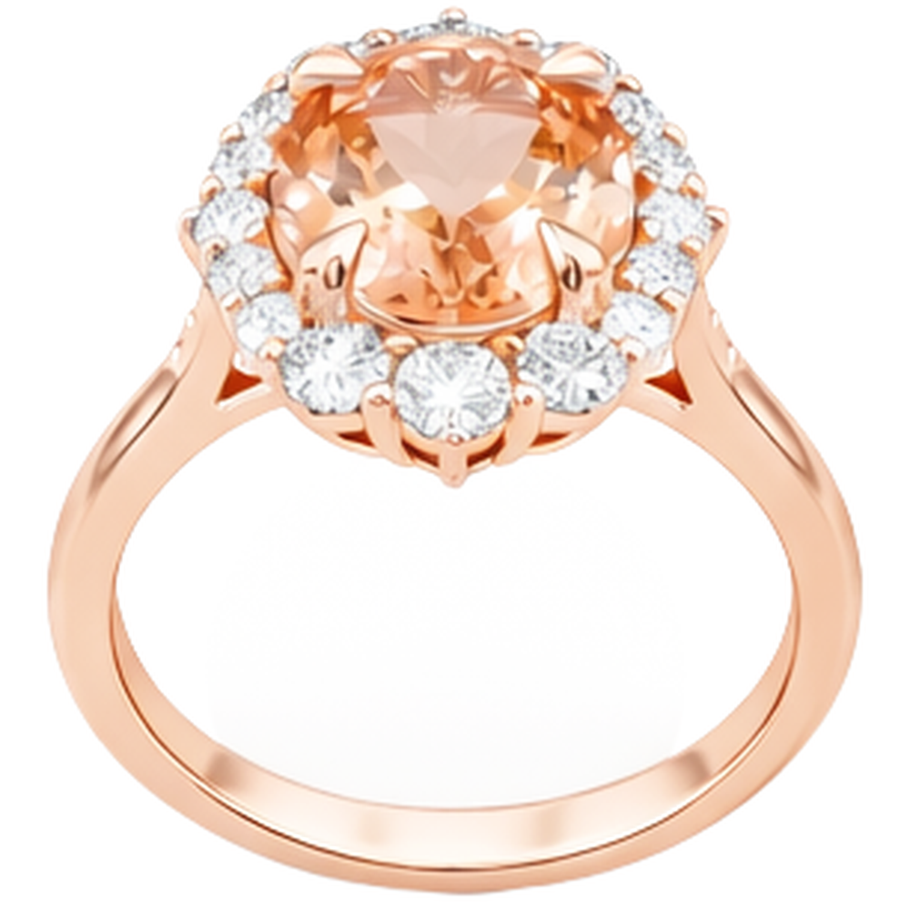 Runder Brillantschliff 15 Karat Morganit und Aus der Erde Abgebauter Natürlicher Diamanten Ring 14 Karat Roségold