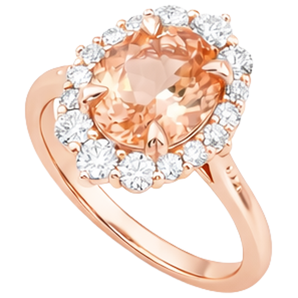 Runder Brillantschliff 15 Karat Morganit und Aus der Erde Abgebauter Natürlicher Diamanten Ring 14 Karat Roségold