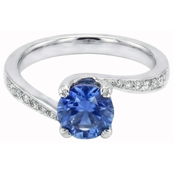 Runder Brillantschliff 2,50 ct Sri Lanka Saphir Aus der Erde Abgebauter Natürlicher Diamantring Weißgold