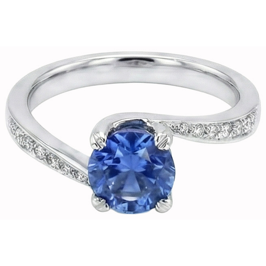 Runder Brillantschliff 2,50 ct Sri Lanka Saphir Aus der Erde Abgebauter Natürlicher Diamantring Weißgold