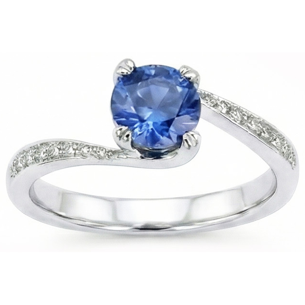 Runder Brillantschliff 2,50 ct Sri Lanka Saphir Aus der Erde Abgebauter Natürlicher Diamantring Weißgold