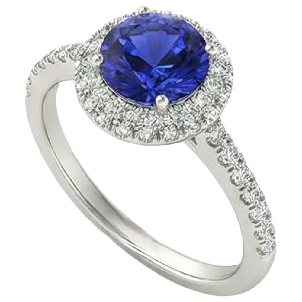 echter round tansanit 4.50Karat ring Detailansicht