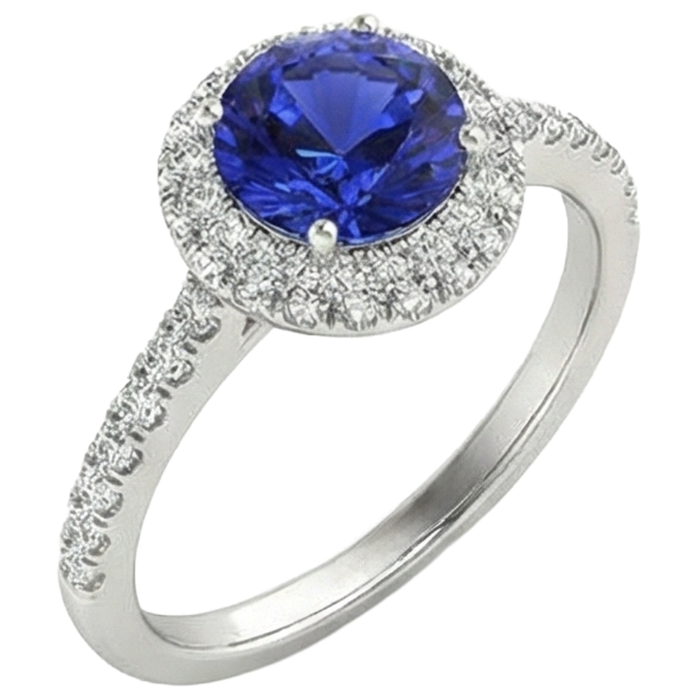 echter round tansanit 4.50Karat ring Draufsicht
