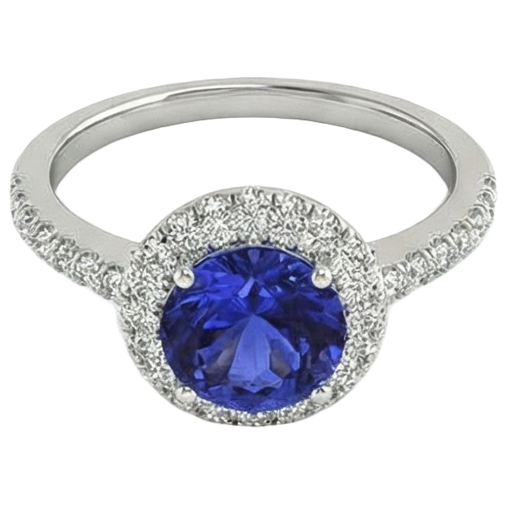 echter round tansanit 4.50Karat ring Profilansicht