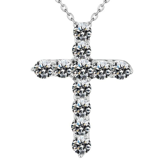 Runder Diamant-Kreuz-Echt Diamant-Anhänger mit Kette 5.75 Karat Weißgold