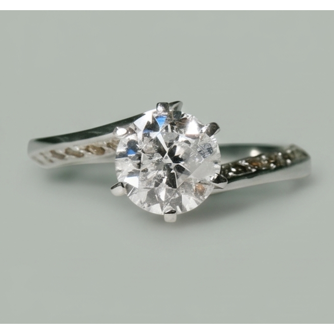 Runder Echt Aus der Erde Abgebauter Natürlicher Diamant Jubiläumsring 1,36 Karat Schmuck Neu Weißgold 14K