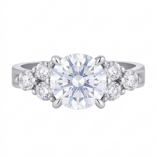 Runder Echt Aus der Erde Abgebauter Natürlicher Diamant Jubiläumsring 2,60 Karat Weißgold 14K Damen
