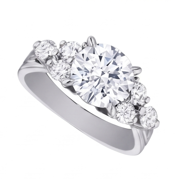 Runder Echt Aus der Erde Abgebauter Natürlicher Diamant Jubiläumsring 2,60 Karat Weißgold 14K Damen