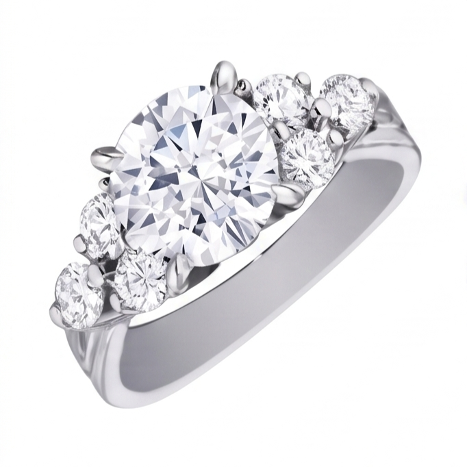 Runder Echt Aus der Erde Abgebauter Natürlicher Diamant Jubiläumsring 2,60 Karat Weißgold 14K Damen