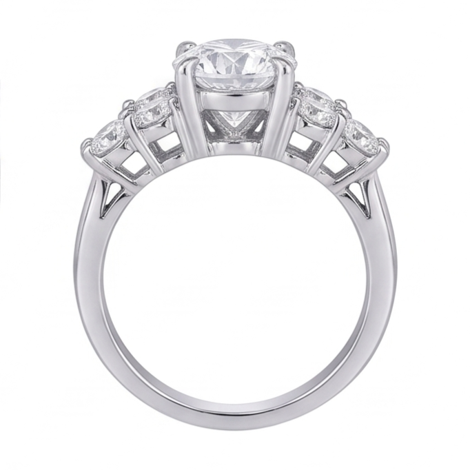 Runder Echt Aus der Erde Abgebauter Natürlicher Diamant Jubiläumsring 2,60 Karat Weißgold 14K Damen