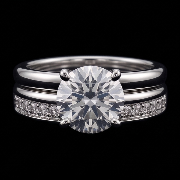 Runder Echt Aus der Erde Abgebauter Natürlicher Diamant Jubiläumsring Satz 3 Karat Krappenset Weißgold 14K