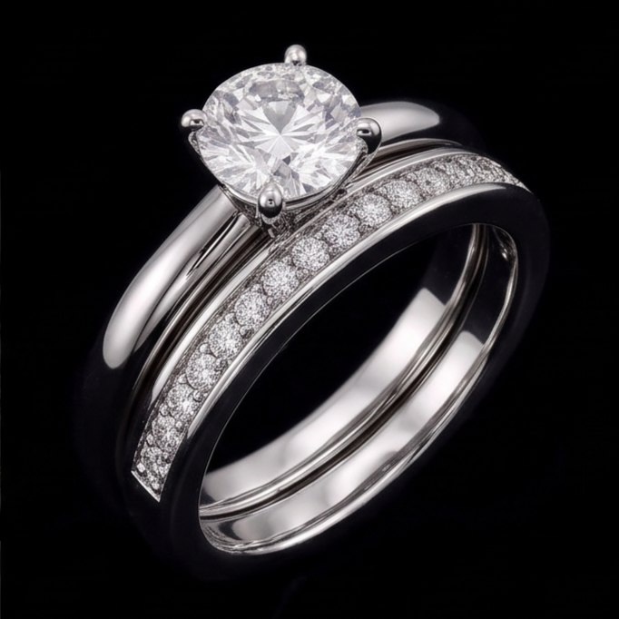 Runder Echt Aus der Erde Abgebauter Natürlicher Diamant Jubiläumsring Satz 3 Karat Krappenset Weißgold 14K