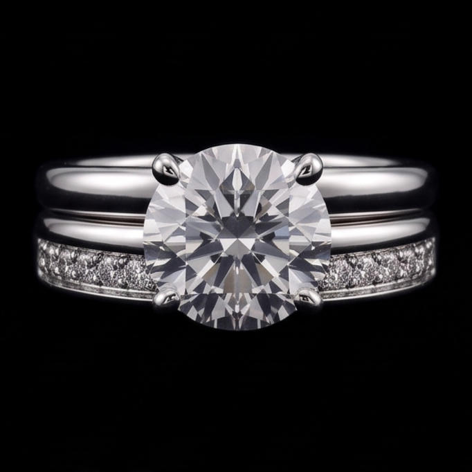 Runder Echt Aus der Erde Abgebauter Natürlicher Diamant Jubiläumsring Satz 3 Karat Krappenset Weißgold 14K