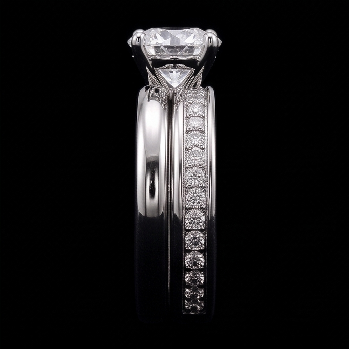 Runder Echt Aus der Erde Abgebauter Natürlicher Diamant Jubiläumsring Satz 3 Karat Krappenset Weißgold 14K