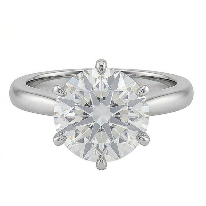 Runder Echt Aus der Erde Abgebauter Natürlicher Diamant-Solitärring mit 1,25 Kt. Krappenfassung Weißgold 14K