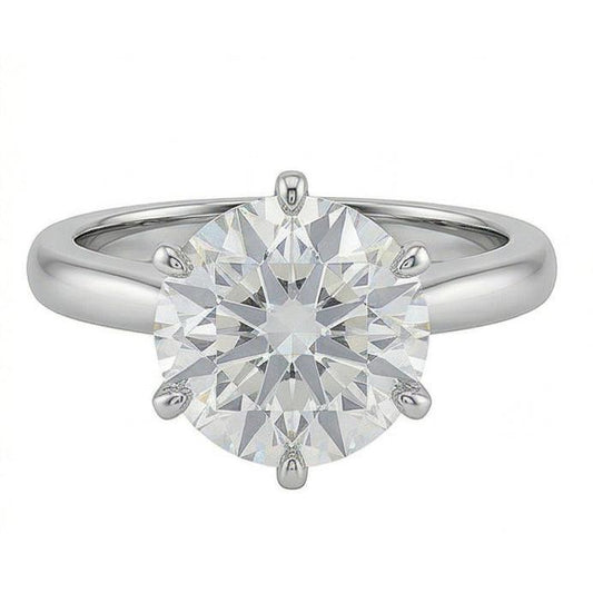 Runder Echt Aus der Erde Abgebauter Natürlicher Diamant-Solitärring mit 1,25 Kt. Krappenfassung Weißgold 14K