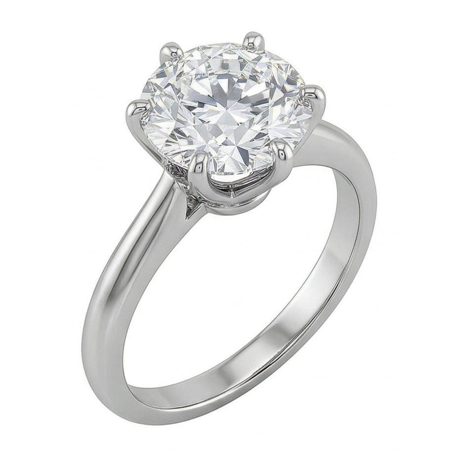 Runder Echt Aus der Erde Abgebauter Natürlicher Diamant-Solitärring mit 1,25 Kt. Krappenfassung Weißgold 14K