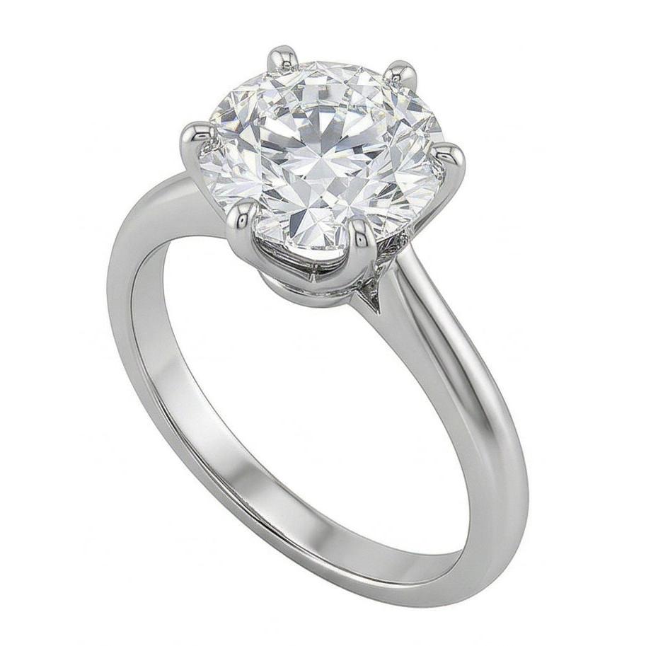 Runder Echt Aus der Erde Abgebauter Natürlicher Diamant-Solitärring mit 1,25 Kt. Krappenfassung Weißgold 14K