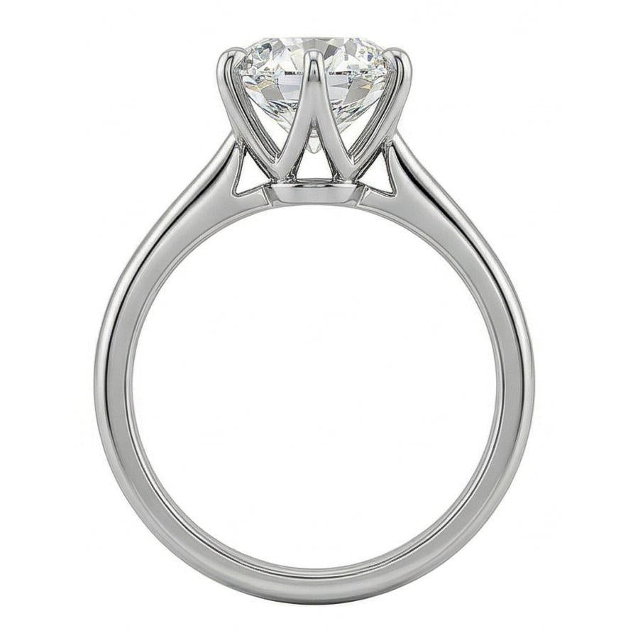 Runder Echt Aus der Erde Abgebauter Natürlicher Diamant-Solitärring mit 1,25 Kt. Krappenfassung Weißgold 14K