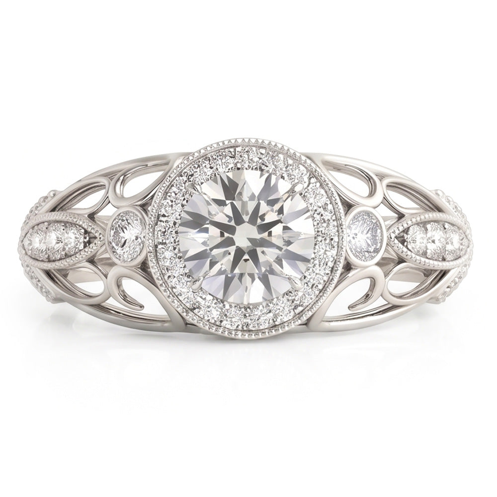 Runder Echt Aus der Erde Abgebauter Natürlicher Diamant-Verlobungs-Jubiläum 1.10 Karat Ausgefallener Ring WG 14K