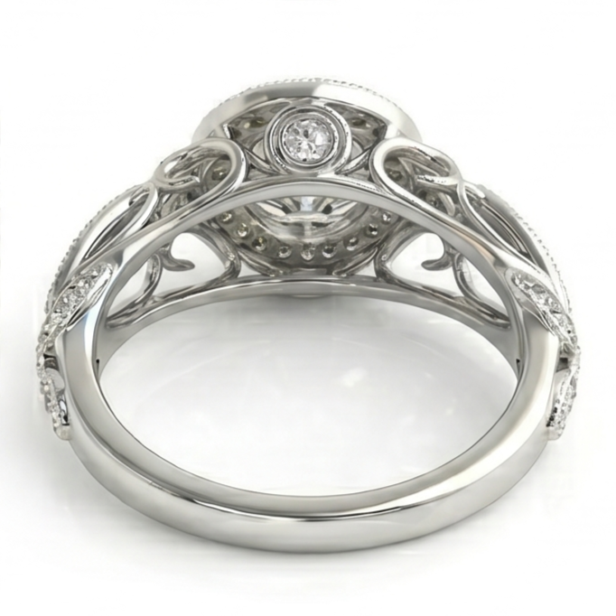 Runder Echt Aus der Erde Abgebauter Natürlicher Diamant-Verlobungs-Jubiläum 1.10 Karat Ausgefallener Ring WG 14K