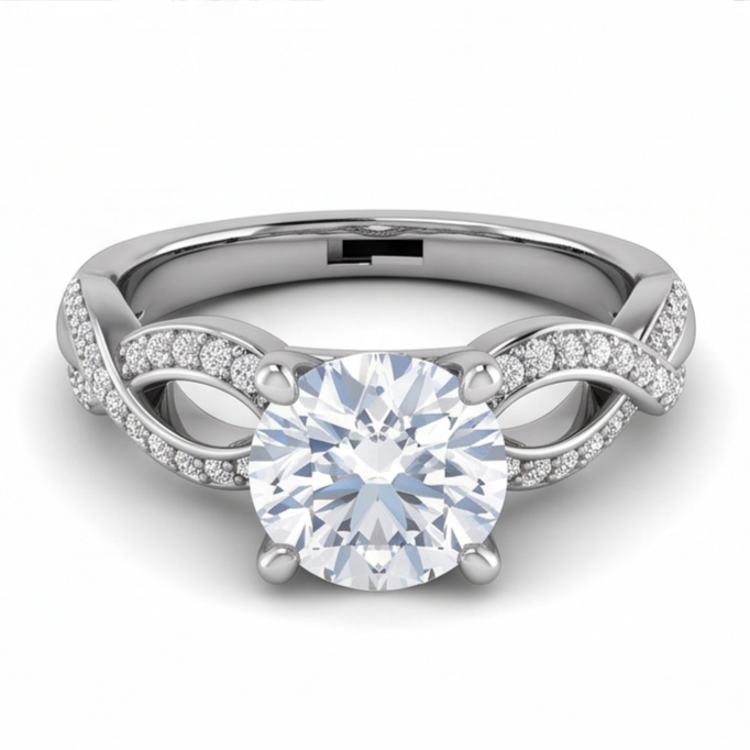 Runder Echt Aus der Erde Abgebauter Natürlicher Diamant-Verlobungs-Jubiläumsring 1,97 Karat Schmuck WG 14K
