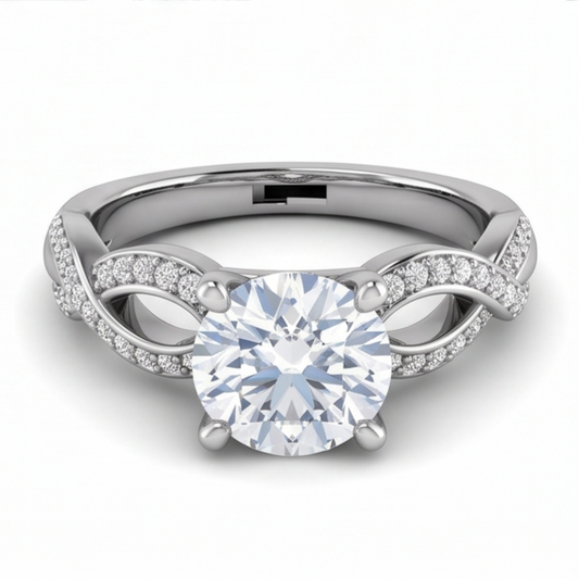 Runder Echt Aus der Erde Abgebauter Natürlicher Diamant-Verlobungs-Jubiläumsring 1,97 Karat Schmuck WG 14K