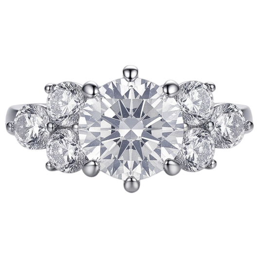 Runder Echt Aus der Erde Abgebauter Natürlicher Diamant-Verlobungsring 3.80 ct Weißgold in Korbfassung 14K