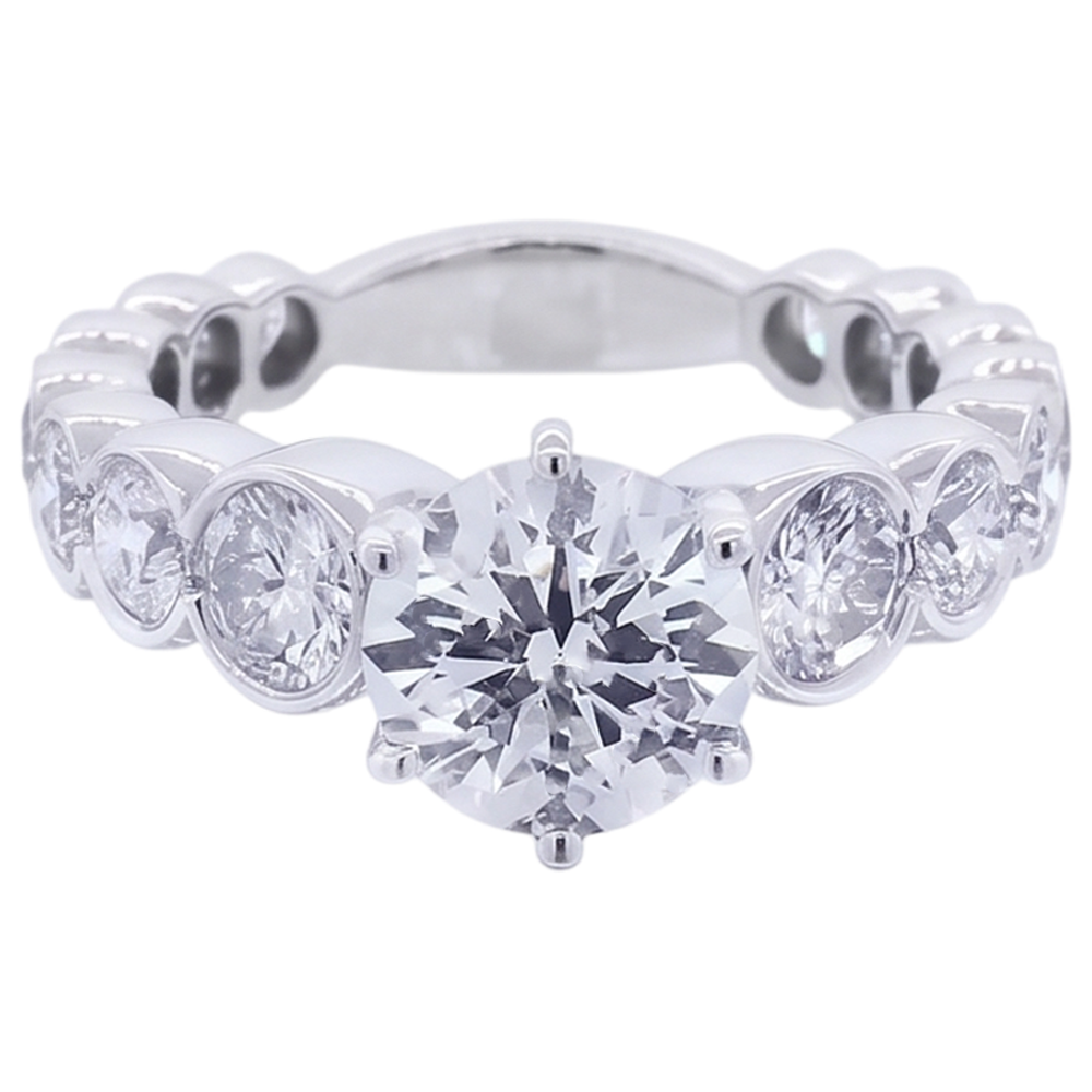 Runder Echt Aus der Erde Abgebauter Natürlicher Diamant-Verlobungsring 3,50 Karat 6 Krappen Weißgold 14K