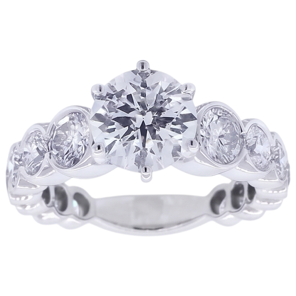 Runder Echt Aus der Erde Abgebauter Natürlicher Diamant-Verlobungsring 3,50 Karat 6 Krappen Weißgold 14K