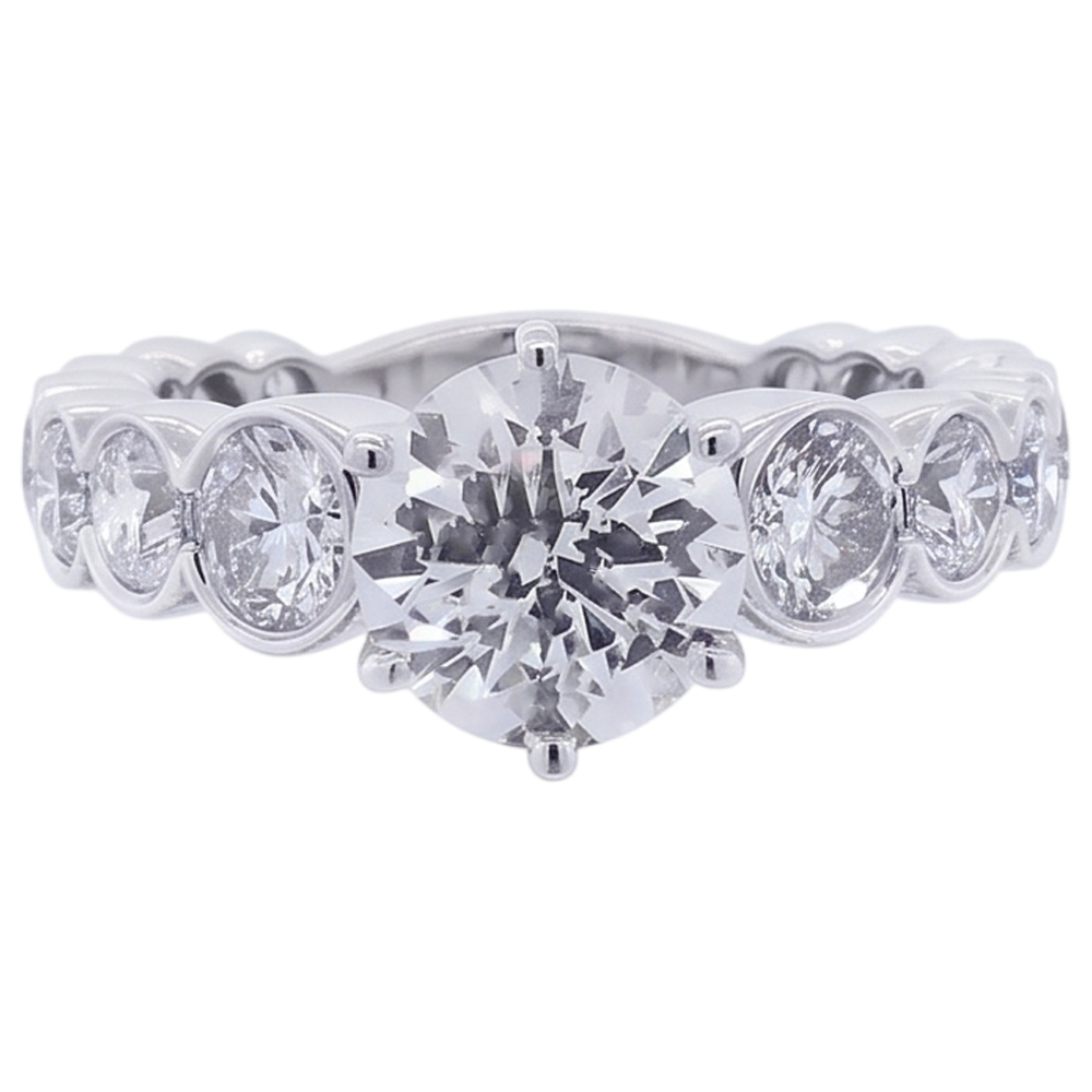 Runder Echt Aus der Erde Abgebauter Natürlicher Diamant-Verlobungsring 3,50 Karat 6 Krappen Weißgold 14K