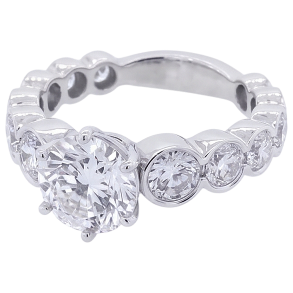 Runder Echt Aus der Erde Abgebauter Natürlicher Diamant-Verlobungsring 3,50 Karat 6 Krappen Weißgold 14K