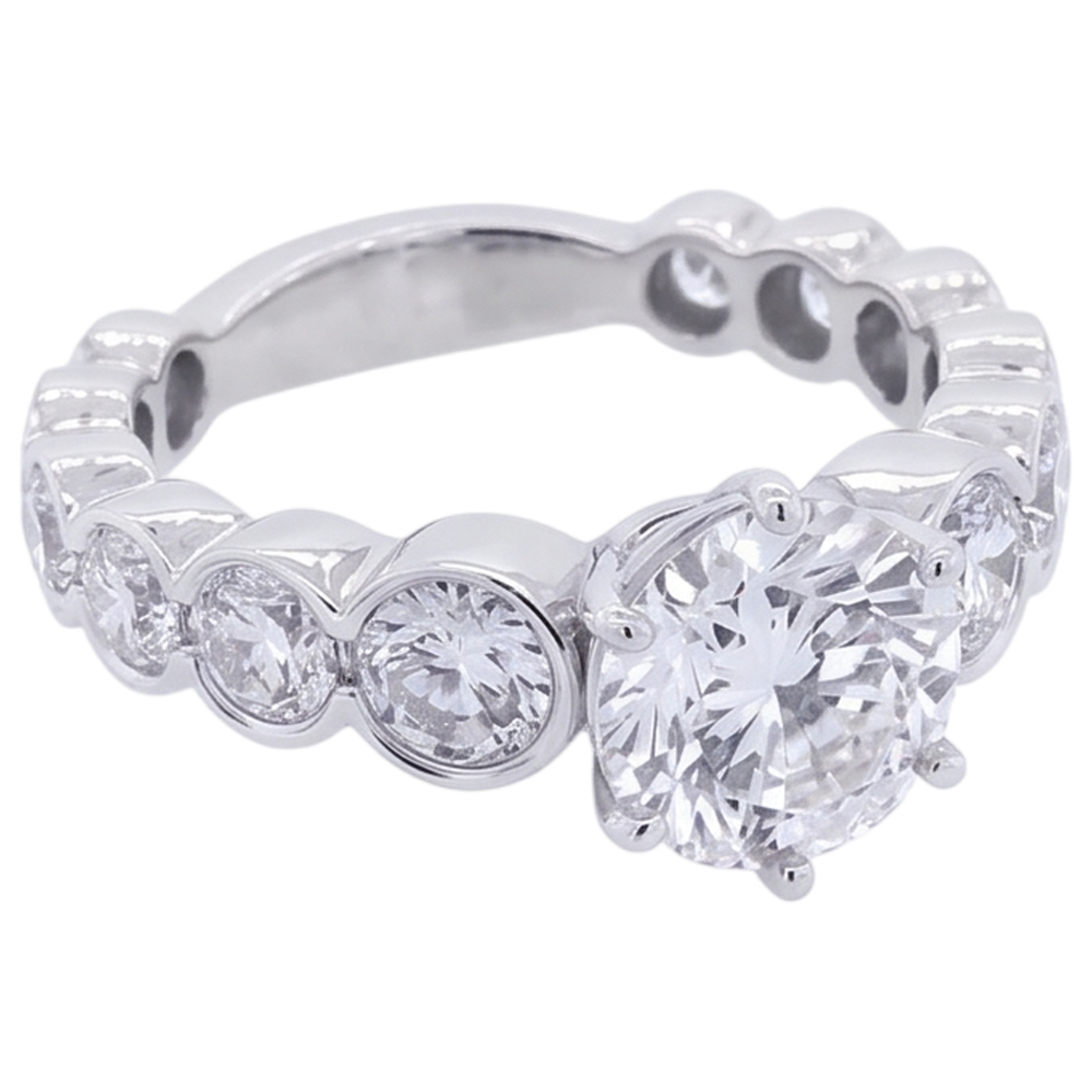 Runder Echt Aus der Erde Abgebauter Natürlicher Diamant-Verlobungsring 3,50 Karat 6 Krappen Weißgold 14K