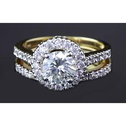 Runder Echt Diamant 3 Karat Jubiläumsring Split Shank Schmuck Halo