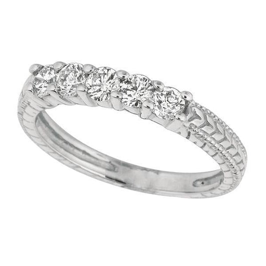 Runder Echt Diamant Eternity Band 0.50 Karat Vintage Style Weißgold 14K