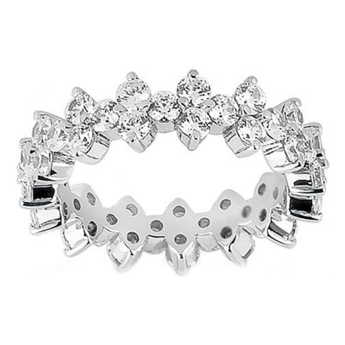 Runder Echt Diamant Ewigkeit Ehering 2,40 Karat Damen Schmuck