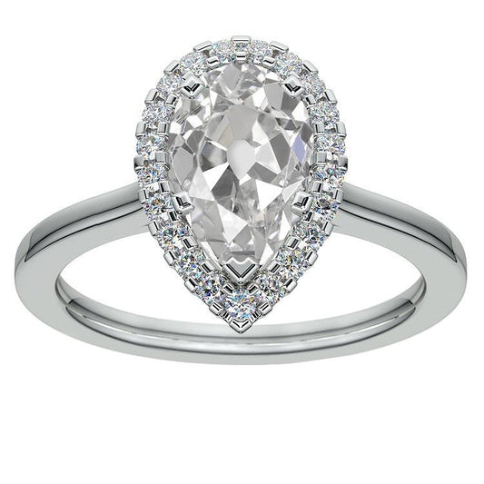 Runder Echt Diamant Halo Ring Birne Old Mine Cut 5,25 Karat Goldschmuck