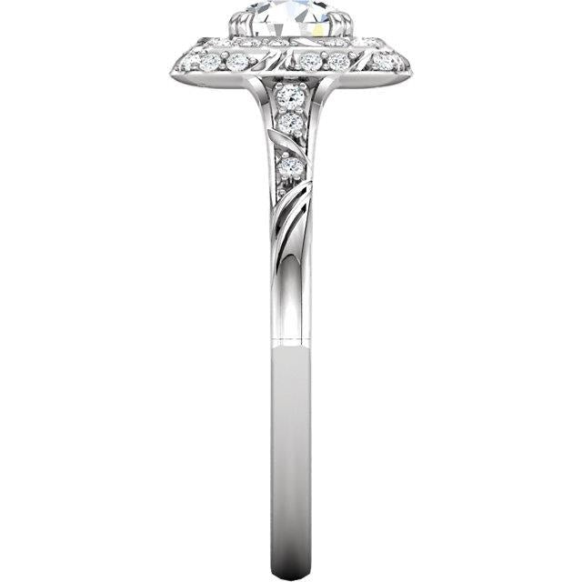 Runder Echt Diamant-Halo-Ring im Vintage-Stil mit Akzenten 1,79 ct.