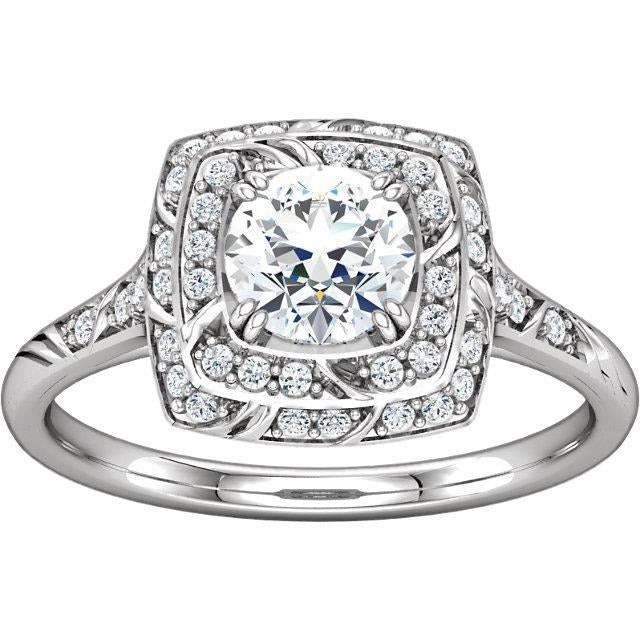 Runder Echt Diamant-Halo-Ring im Vintage-Stil mit Akzenten 1,79 ct.