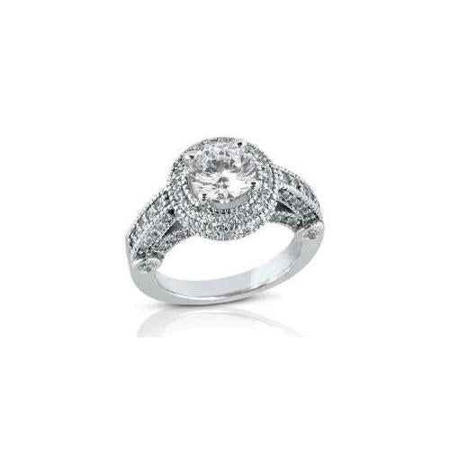 Runder Echt Diamant-Halo-Ring im antiken Stil Feingold 1,50 ct.